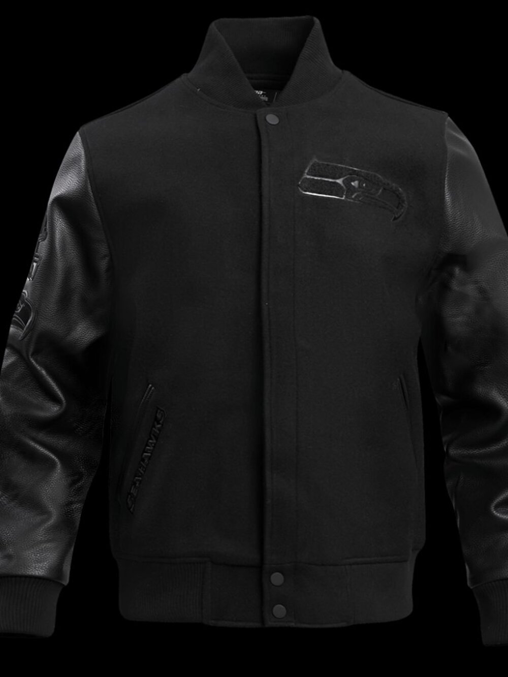 Pro Standard NFL Seattle Seahawks Triple Black Wool Varsity Jacket NWT Men's M